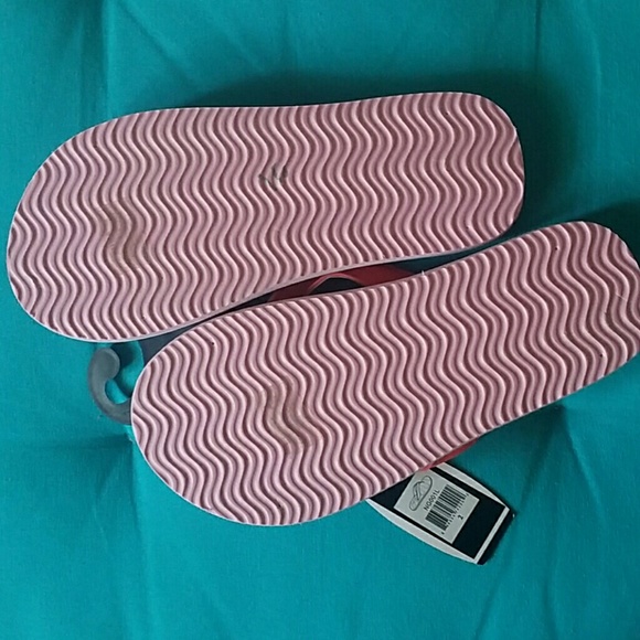 Nautica Pink Striped Girls Flip Flops Anchor 2 - Picture 2 of 4